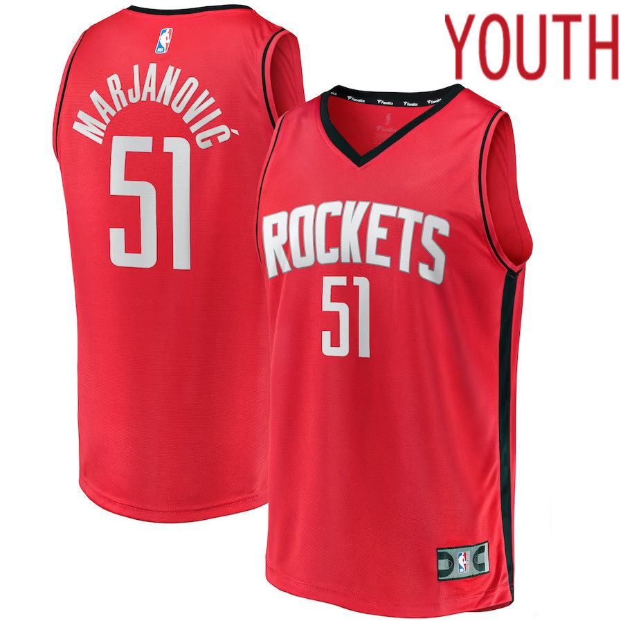 Youth Houston Rockets #51 Boban Marjanovic Fanatics Branded Red Fast Break Player NBA Jersey